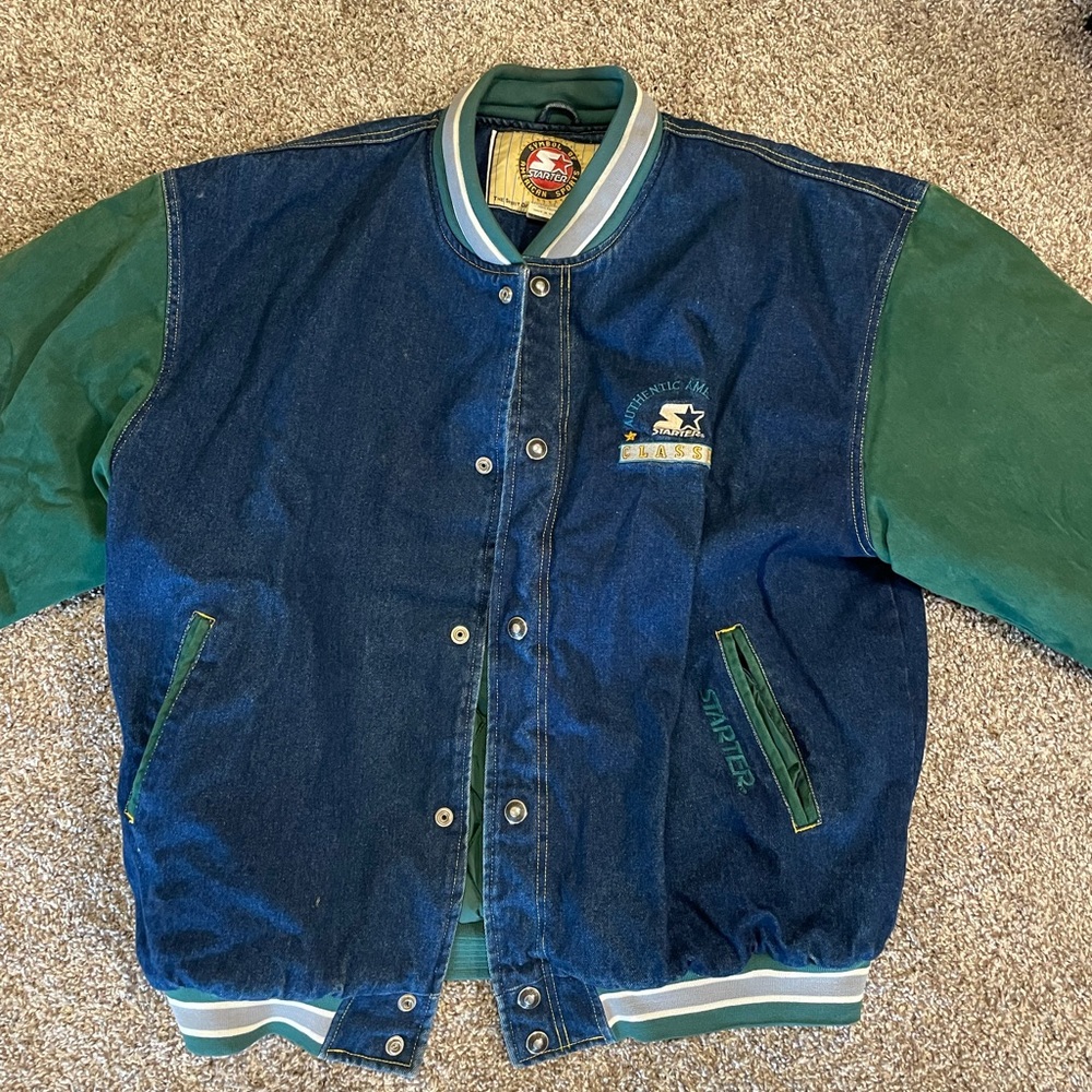RARE vintage STARTER bomber jean jacket